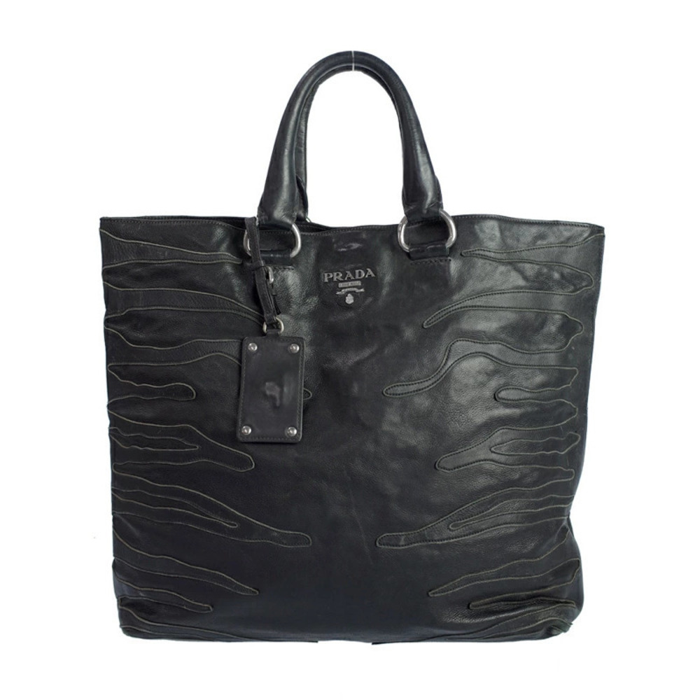 Prada tote bag featuring leather waves Black